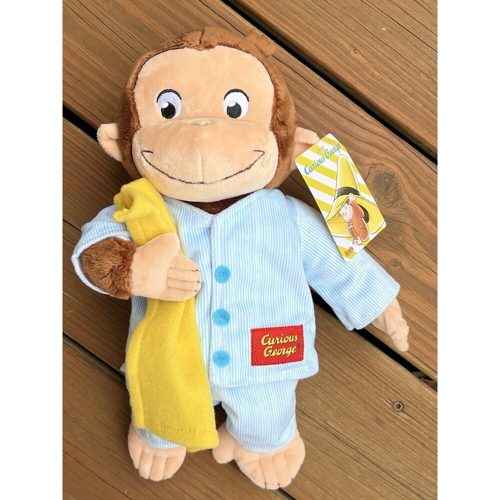 Curious George Blue Pajamas Monkey Stuffed Animal Plush Toy Soft Cute Cuddle New